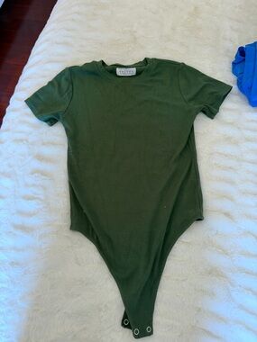 Velvet Dark Olive Green Kids Short-Sleeve One-Piece Bodysuit
